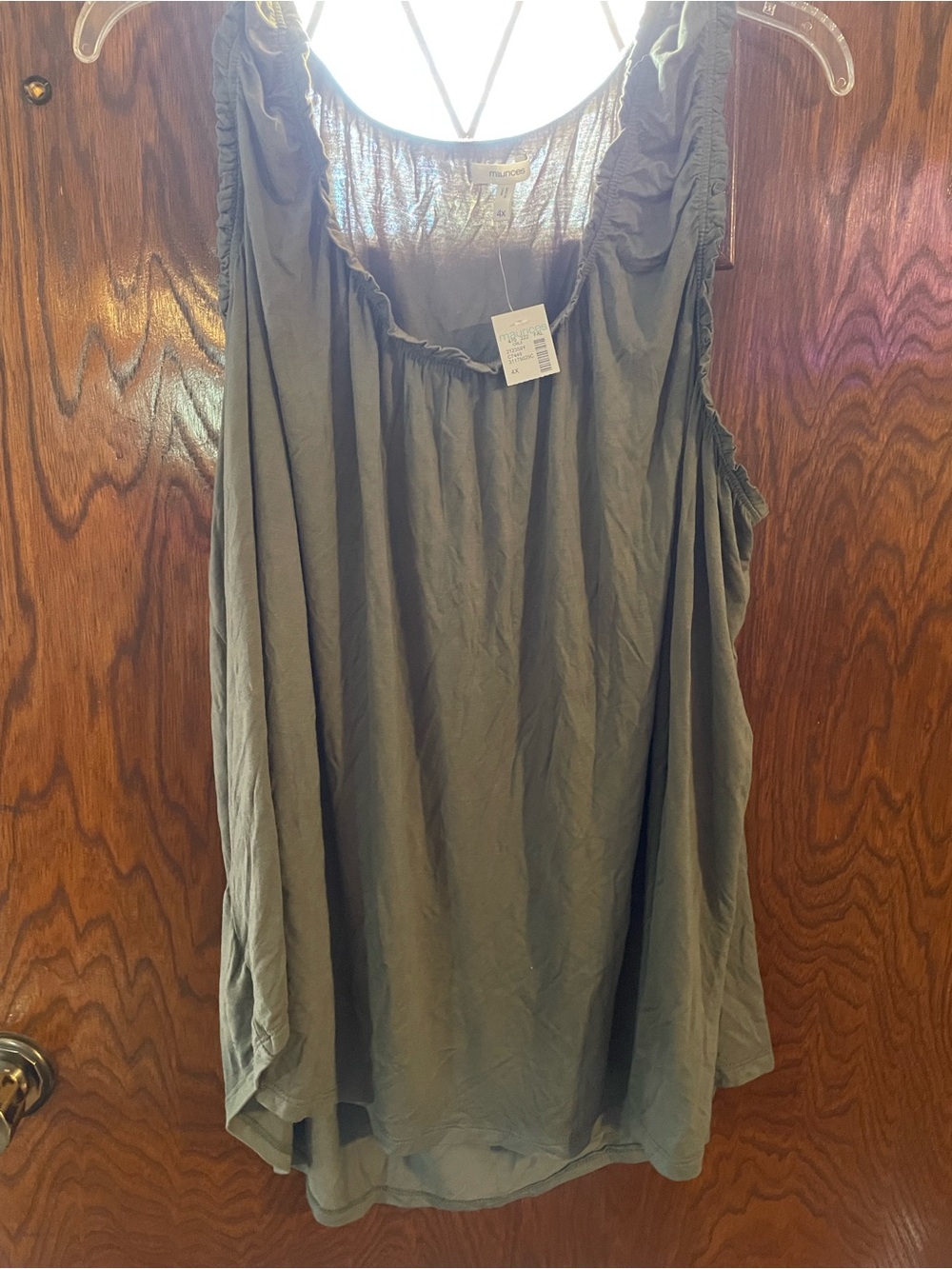 Maurices Olive Green Ruffle-Trim Sleeveless Tank